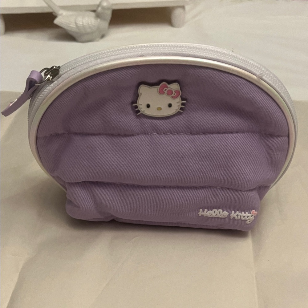 Hello Kitty Purple Quilted Kids Pouch with White Trim